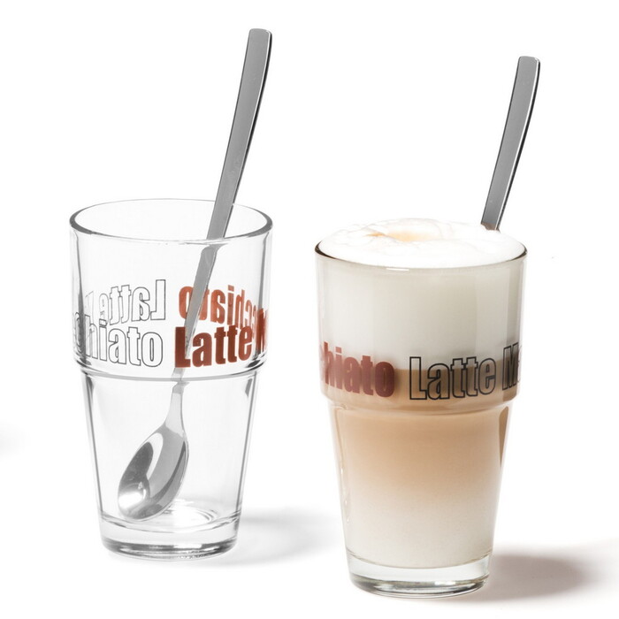 Чашка для латте / макиато с ложкой набор 4 предмета Cafe Leonardo