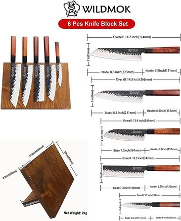 Набор ножей с подставкой 6 предметов WILDMOK