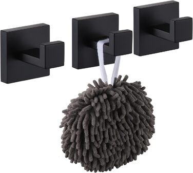 Крючки для ванной комнаты 3 предмета, черные KOKOSIRI