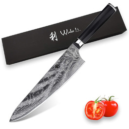 Профессиональный поварской нож из настоящей дамасской стали 23 см Wakoli EDIB Pro  