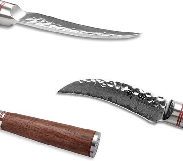Профессиональный поварской нож из настоящей дамасской стали с рукояткой из орехового дерева Wakoli