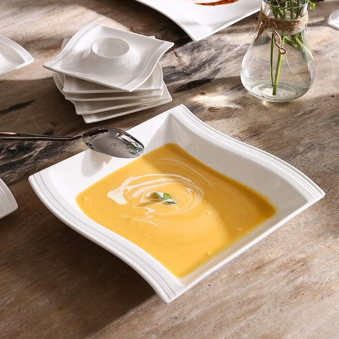 Набор из 18 фарфоровых суповых тарелок кремово-белого цвета Flora Series MALACASA