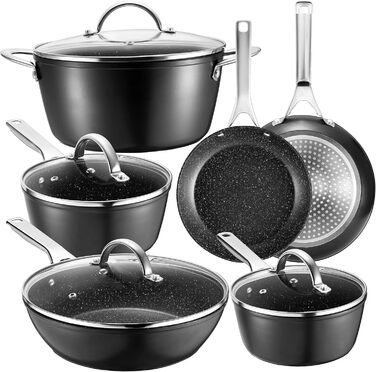 Набор индукционных кастрюль и сковород 10 предметов, черный Fadware