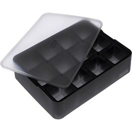 Силиконовая форма для льда с крышкой на 12 кубиков, 4 см, черная Lurch