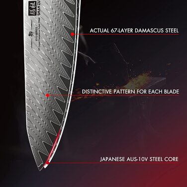 Набор SHAN ZU GYO Series, 5 ножей из нержавеющей стали + точилка для ножей, с подставкой