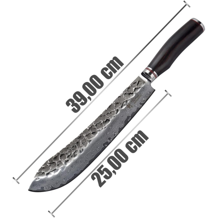 Профессиональный поварской нож из настоящей дамасской стали с рукояткой из дерева пакка 25 см Wakoli Ebo