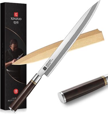 Филейный нож 30 см, с защитой лезвия из березы Yanagiba HE XINZUO