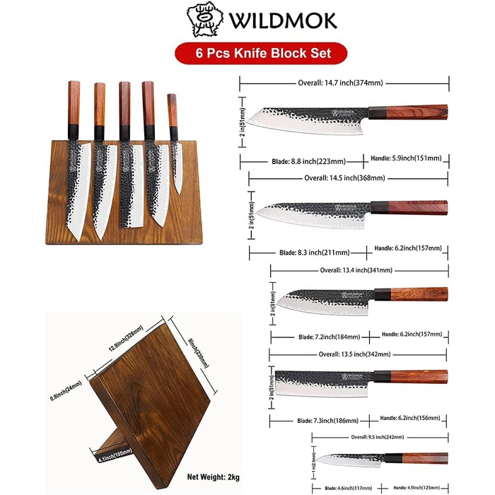 Набор ножей с подставкой 6 предметов WILDMOK