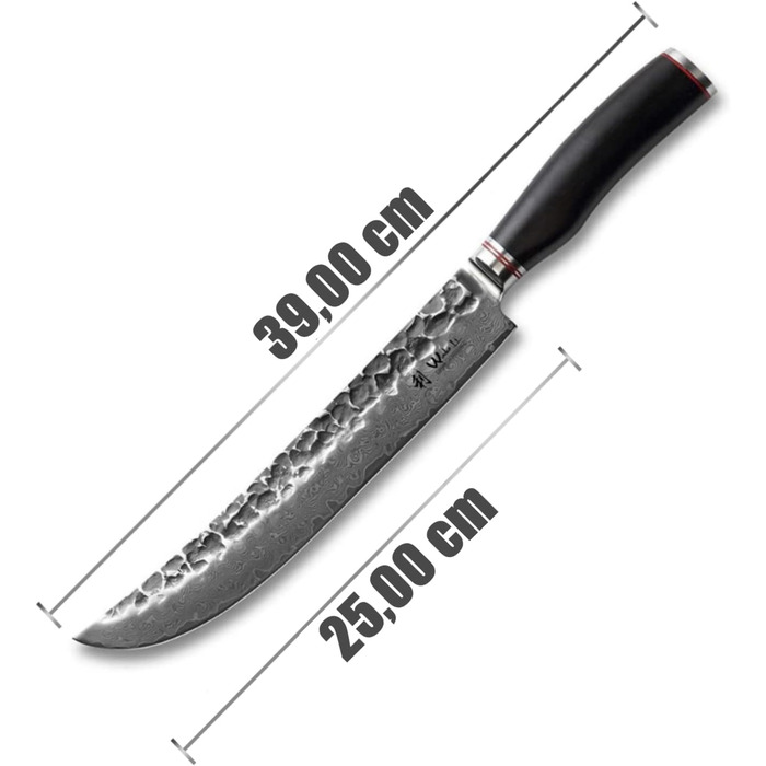 Профессиональный поварской нож из настоящей дамасской стали с рукояткой из дерева пакка 25 см Wakoli Ebo