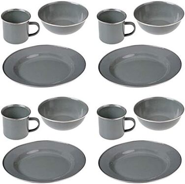 Набор посуды для походов на 4 человека, 12 предметов, эмалированное покрытие GRÄWE