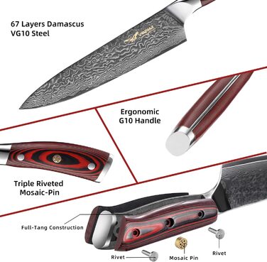 Поварской нож VINNAR из 66 слоев дамасской стали, 20 см