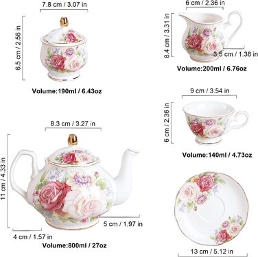 Чайный сервиз на 6 человек 21 предмет Elegant rose Fanquare