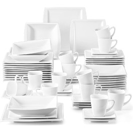 Комбинированный набор кремово-белой фарфоровой посуды из 60 предметов Series Blance MALACASA 