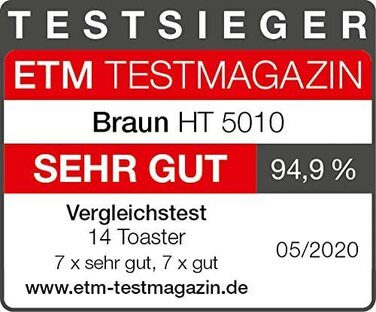 Тостер Braun HT5010 WH IDCollection / 100 Вт / на 2 ломтика / с насадкой для булочек и функцией размораживания