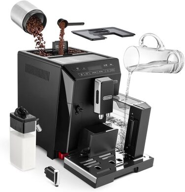 Кофемашина на 2 чашки с насадкой для вспенивания молока, черная Elite Cappuccino De'Longhi