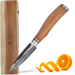 Профессиональный универсальный нож из настоящей японской дамасской стали с рукояткой из оливкового дерева 12,5 см Wakoli HS Series 