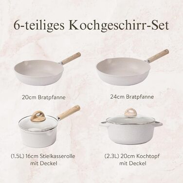 Набор кухонной посуды 6 предметов White Granite effect Carote