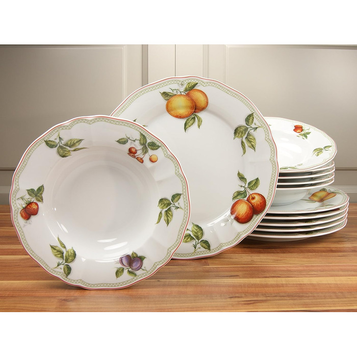 Набор тарелок из фарфора 12 предметов Flora Orchard series CreaTable