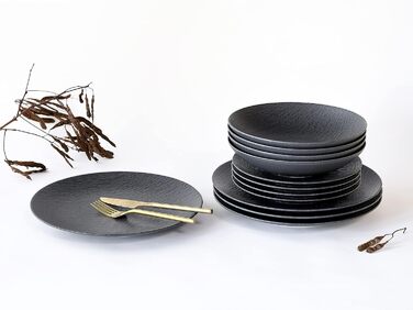 Набор тарелок из керамогранита 12 предметов, черный Slate CreaTable