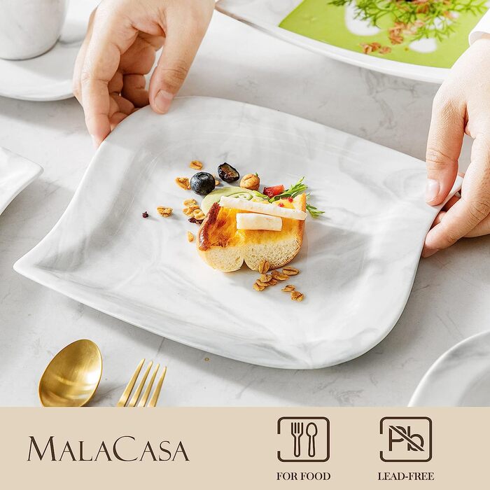Комбинированный набор посуды из мраморного фарфора из 60 предметов MALACASA