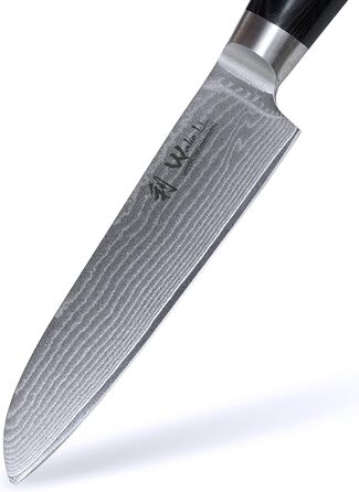 Профессиональный поварской нож сантоку из настоящей японской дамасской стали с рукояткой из микарты 12 см Wakoli Mikata