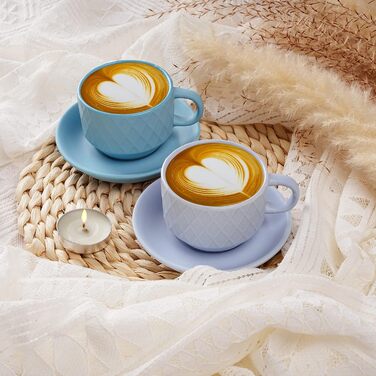 Набор чашек для кофе 75 мл с подставкой, 6 предметов, цвет океан  - Palmanova Collection MIAMIO