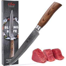 Профессиональный поварской нож для мяса из натуральной дамасской стали с ручкой из дерева пака 17 см Wakoli EDIB Pro 