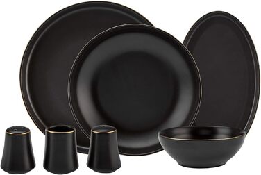 Набор столовой посуды на 12 человек 57 предметов, матово-черный Elara KARACA