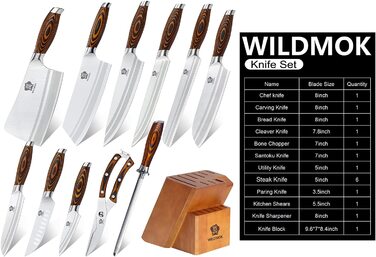 Набор ножей с подставкой 17 предметов WILDMOK