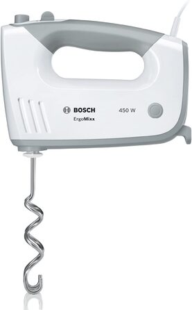 Ручной миксер Bosch ErgoMixx MFQ36470 / 450 Вт / контейнер 1 л / 5 скоростей / 2 венчика и 2 крюка для теста