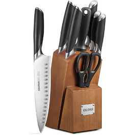 Набор Knipan 5 ножей + ножницы из нержавеющей стали + точилка для ножей, с подставкой