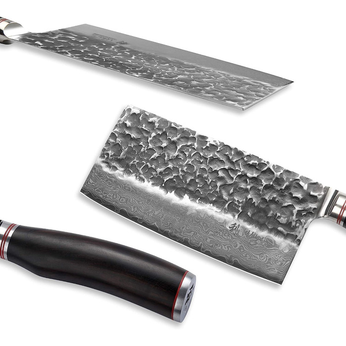 Профессиональный нож из натуральной дамасской стали с рукояткой из молота и дерева пака 17,5 см ‎Wakoli