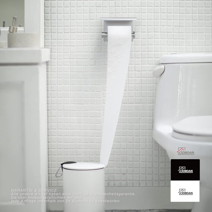 Держатель для туалетной бумаги с полочкой 14 см, белый CIOBOAN