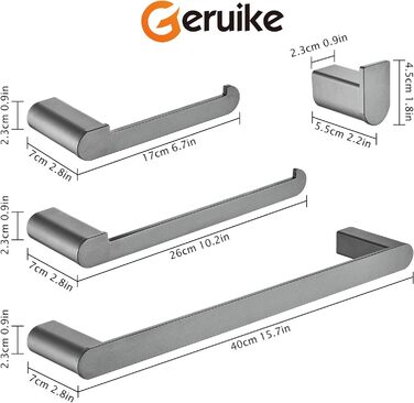 Набор держателей для ванной комнаты 4 предмета, серый GERUIKE