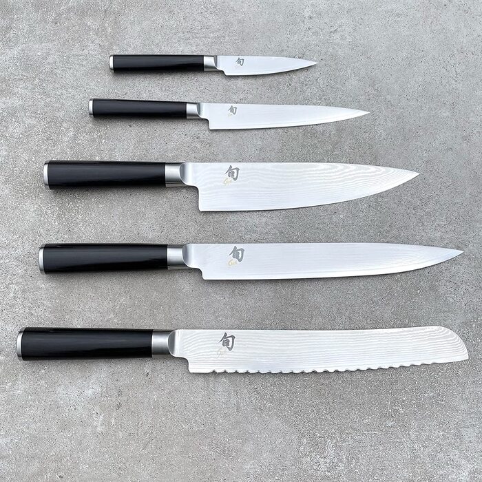 Набор KAI Shun Classic 5 ножей из дамасской стали, с подставкой