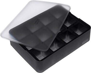 Силиконовая форма для льда с крышкой на 12 кубиков, 4 см, черная Lurch