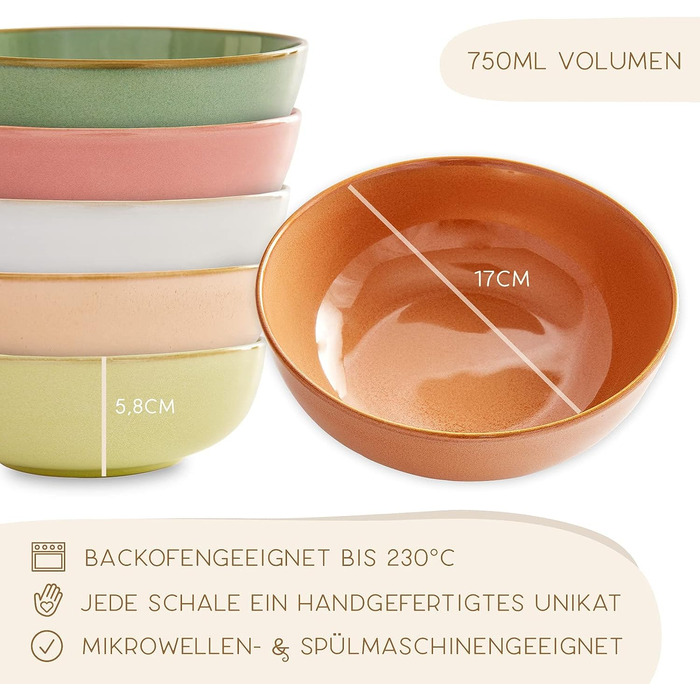 Набор тарелок для супа 750 мл, 6 предметов Steinzeit