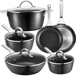 Набор индукционных кастрюль и сковород 10 предметов, черный Fadware
