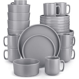 Набор посуды из керамогранита в сером оттенке 32 предмета Snefnug Vancasso