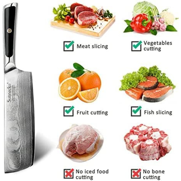 Нож-топорик для мяса Sunnecko Elite/Classic Series из дамасской стали, 18 см