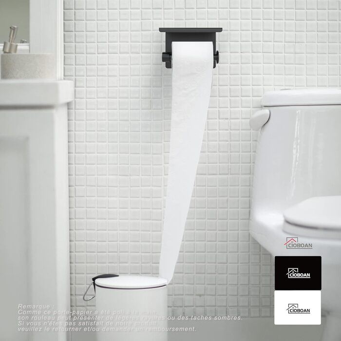 Держатель для туалетной бумаги с полочкой 14 см, черный CIOBOAN