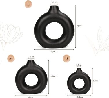 Набор керамических ваз 3 предмета, черный WIAZZLUK