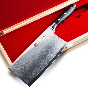 Нож из дамасской стали STALLION Damascus Wave Chinese в элегантной подарочной коробке